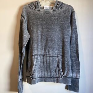 Casual Distressed Gray Hooded Sweatshirt